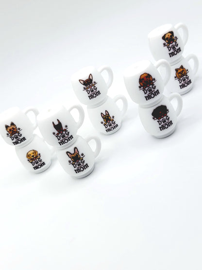 French Bulldog Dog Mom 3D Cup Silicone Focal Bead – Dog Lover Pen Bead (Set of 1, 2 or 5)