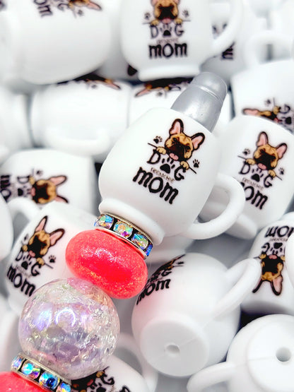 French Bulldog Dog Mom 3D Cup Silicone Focal Bead – Dog Lover Pen Bead (Set of 1, 2 or 5)
