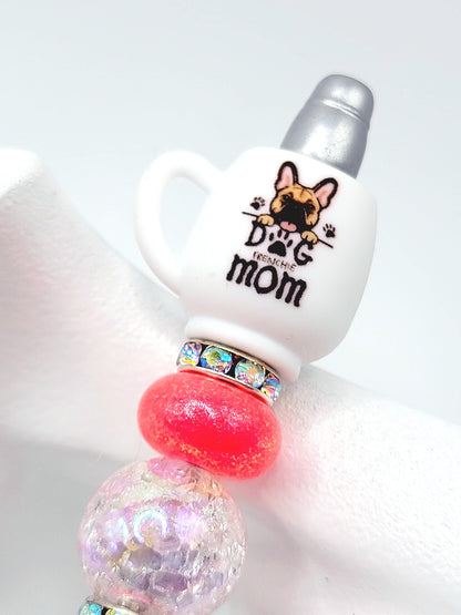 French Bulldog Dog Mom 3D Cup Silicone Focal Bead – Dog Lover Pen Bead (Set of 1, 2 or 5)