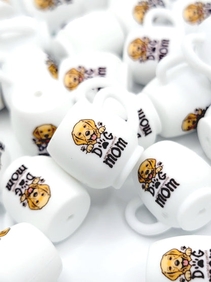 Golden Retriever Dog Mom 3D Cup Silicone Focal Bead – Dog Lover Pen Bead (Set of 1, 2 or 5)