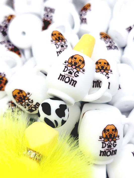 Labrador Dog Mom 3D Cup Silicone Focal Bead – Dog Lover Pen Bead (Set of 1, 2 or 5)