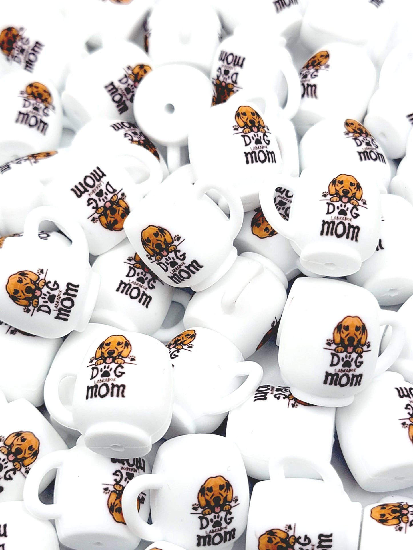 Labrador Dog Mom 3D Cup Silicone Focal Bead – Dog Lover Pen Bead (Set of 1, 2 or 5)