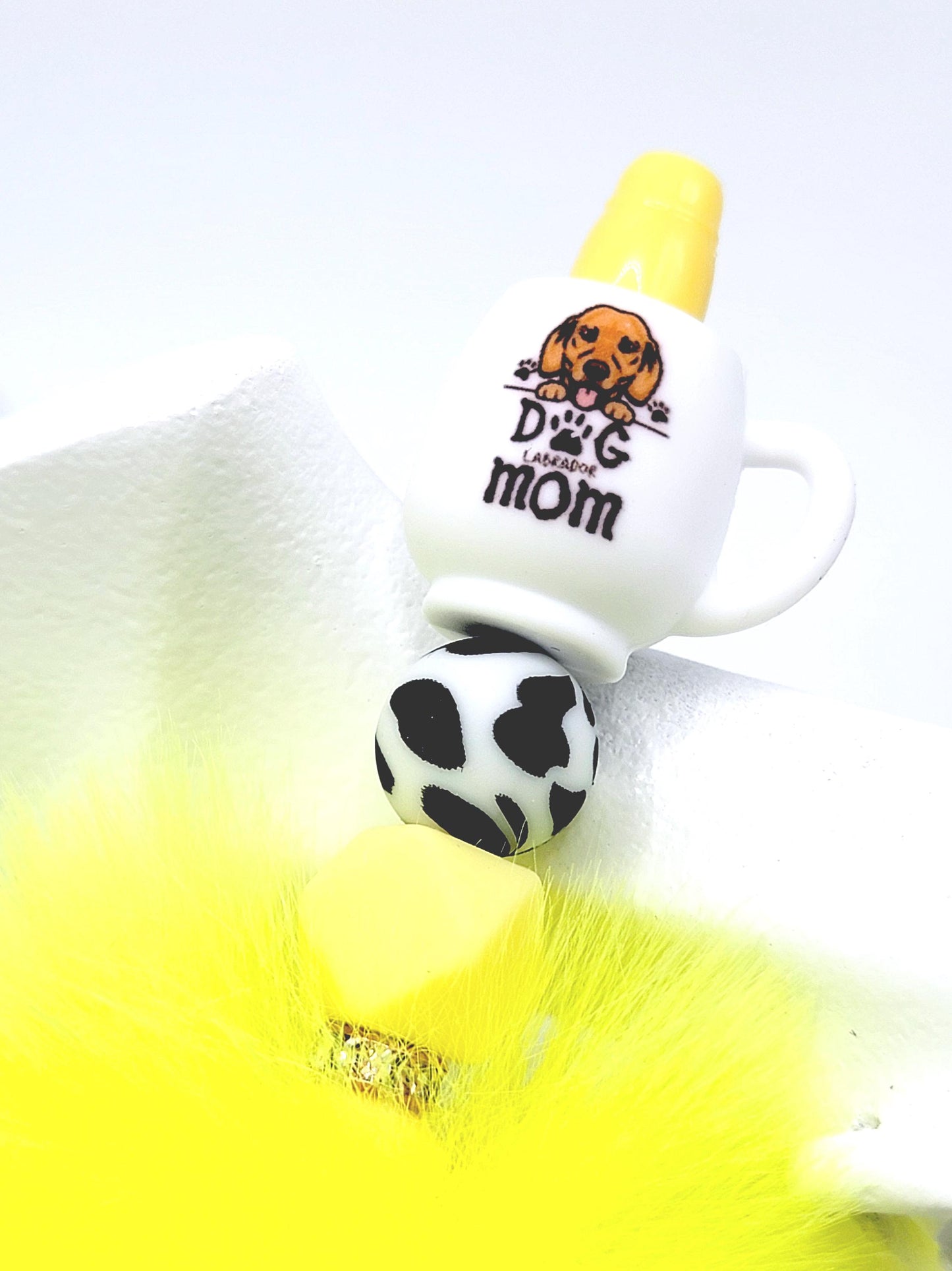 Labrador Dog Mom 3D Cup Silicone Focal Bead – Dog Lover Pen Bead (Set of 1, 2 or 5)
