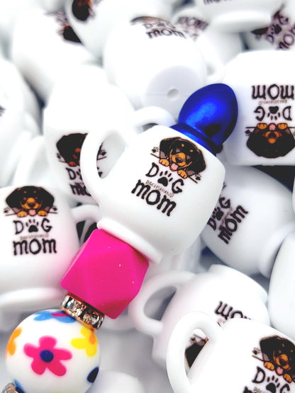 Dachshund Dog Mom 3D Cup Silicone Focal Bead – Dog Lover Pen Bead (Set of 1, 2 or 5)