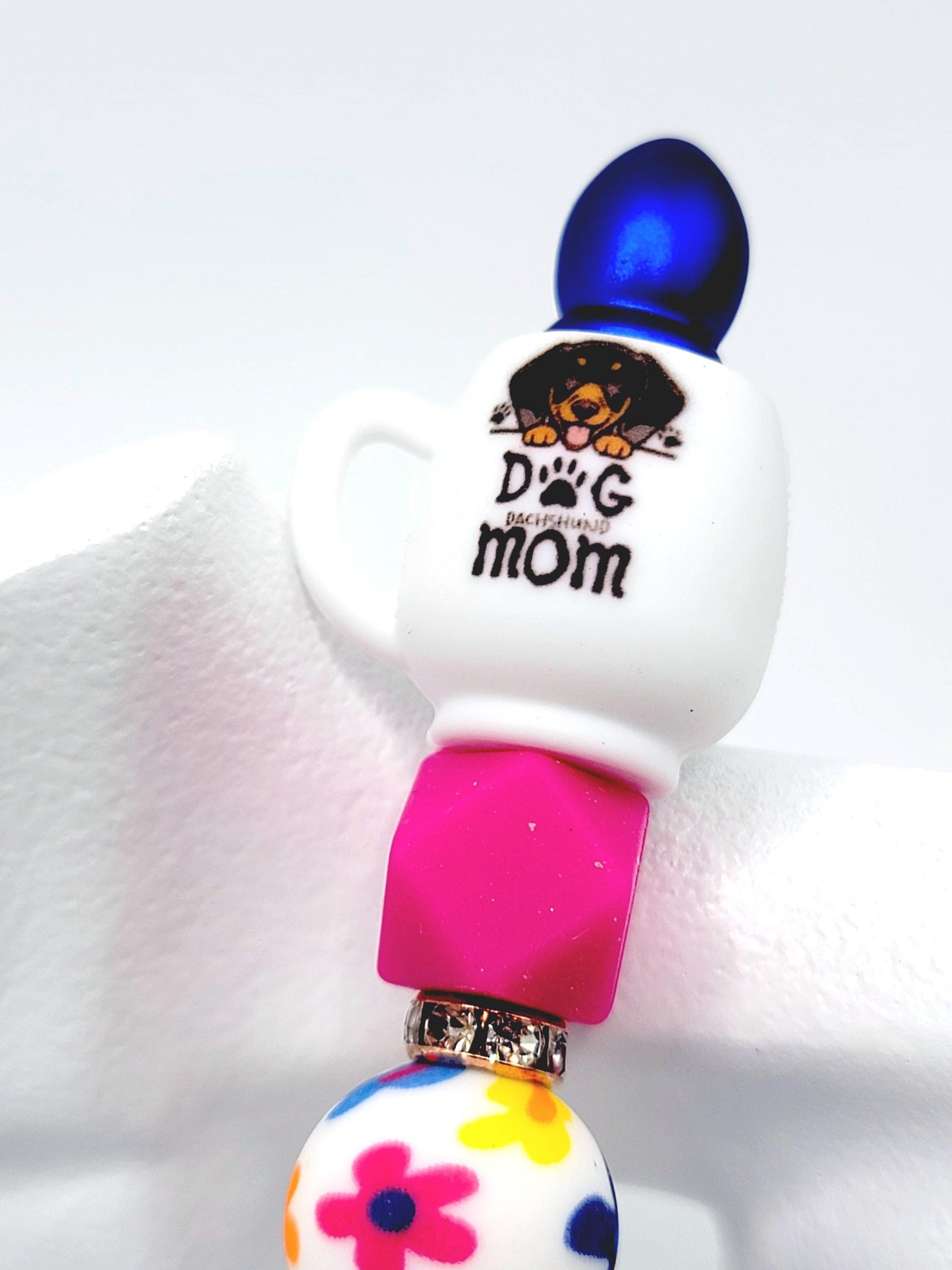 Dachshund Dog Mom 3D Cup Silicone Focal Bead – Dog Lover Pen Bead (Set of 1, 2 or 5)