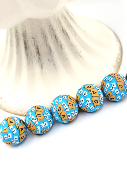 15mm Printed “Dad” Letter Game Silicone Bead – Father’s Day Round Beads for Pens & Wristlets