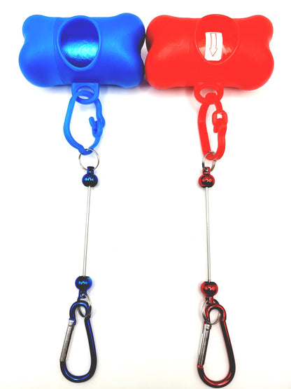 Two colorful carabiners with attached ropes on a white background