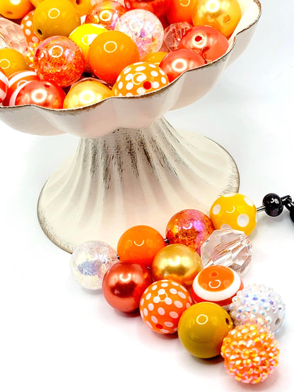 20mm Autumn Bubblegum Acrylic Beads (Set of 10) – Orange Mix