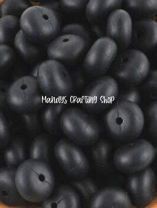 Black Abacus Silicone Beads Matte– 14mm (Set of 10)