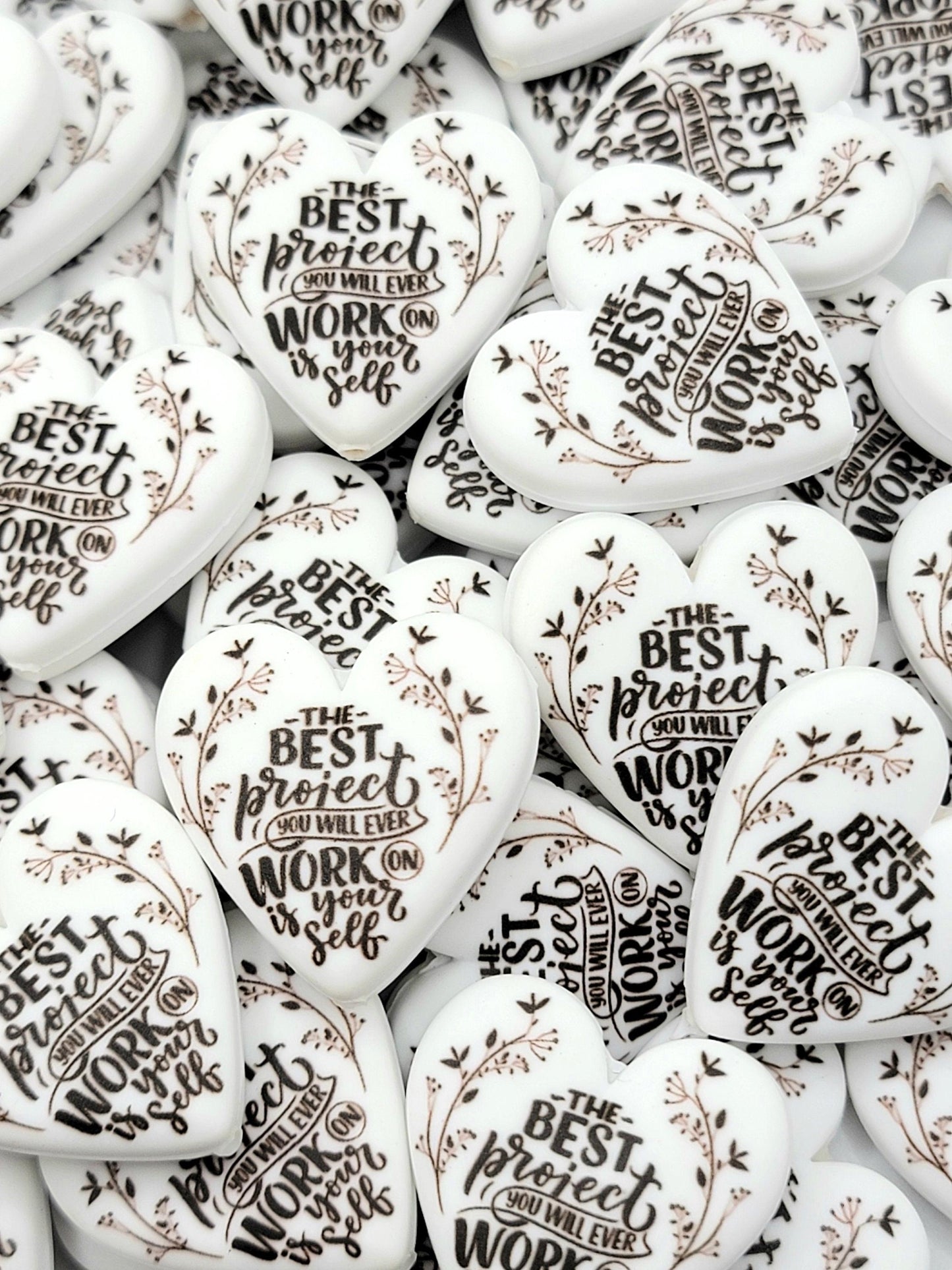 The Best Project Heart Focal Bead – Inspirational Printed Silicone Pen Bead (Set of 2)