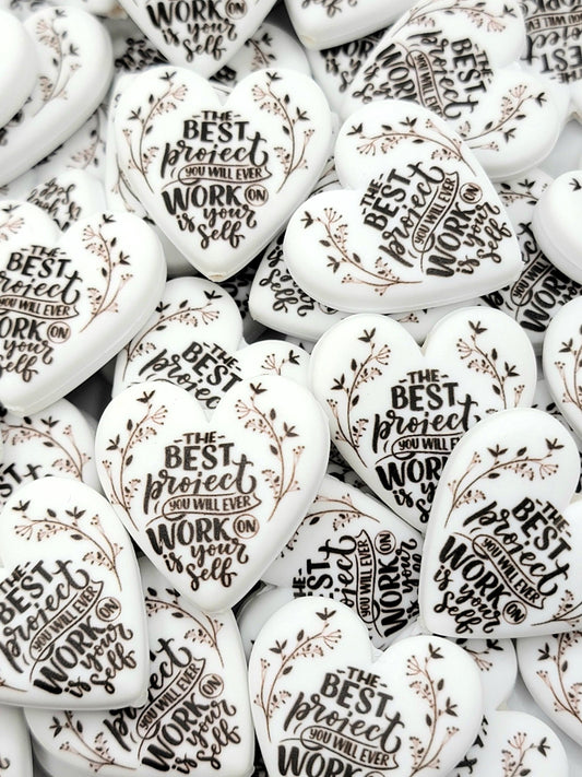The Best Project Heart Focal Bead – Inspirational Printed Silicone Pen Bead (Set of 2)