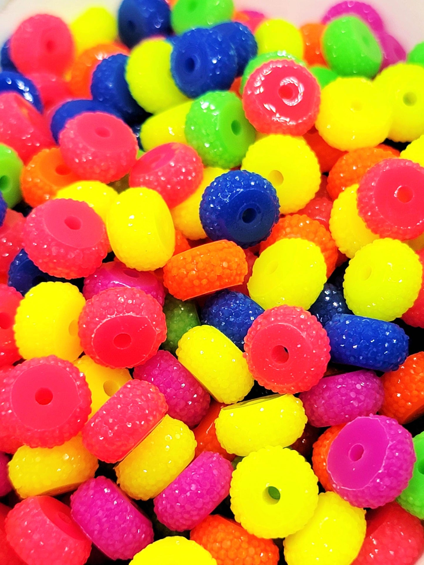12mm Neon Pop Acrylic Gasket Spacer Beads Mix – Pack of 20