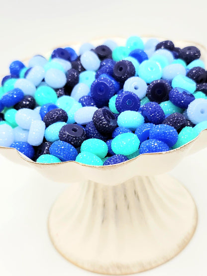 12mm Coastal Blues Acrylic Gasket Spacer Beads Mix – Pack of 20