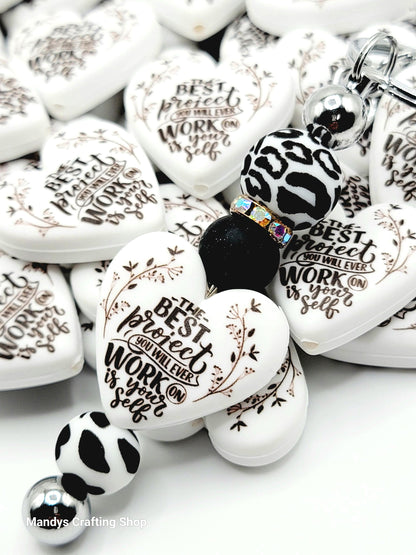 The Best Project Heart Focal Bead – Inspirational Printed Silicone Pen Bead (Set of 2)