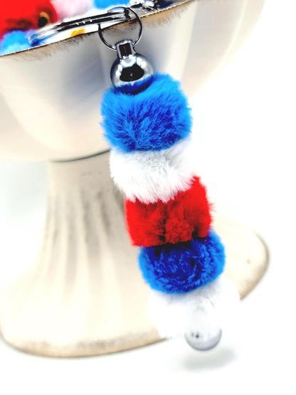Patriotic Mix Faux Fur Beads – Fuzzy Red, White & Blue Spacer Beads for Pens, Keychains & DIY Crafts (Set of 10)