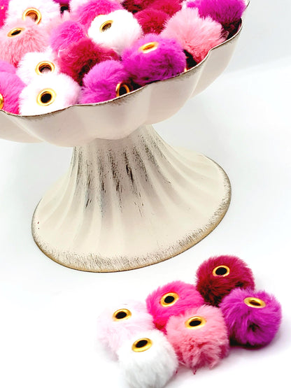 Valentine’s Mix Faux Fur Beads – Pink & White Fuzzy Spacer Beads for Pens & DIY Crafts (Set of 10)