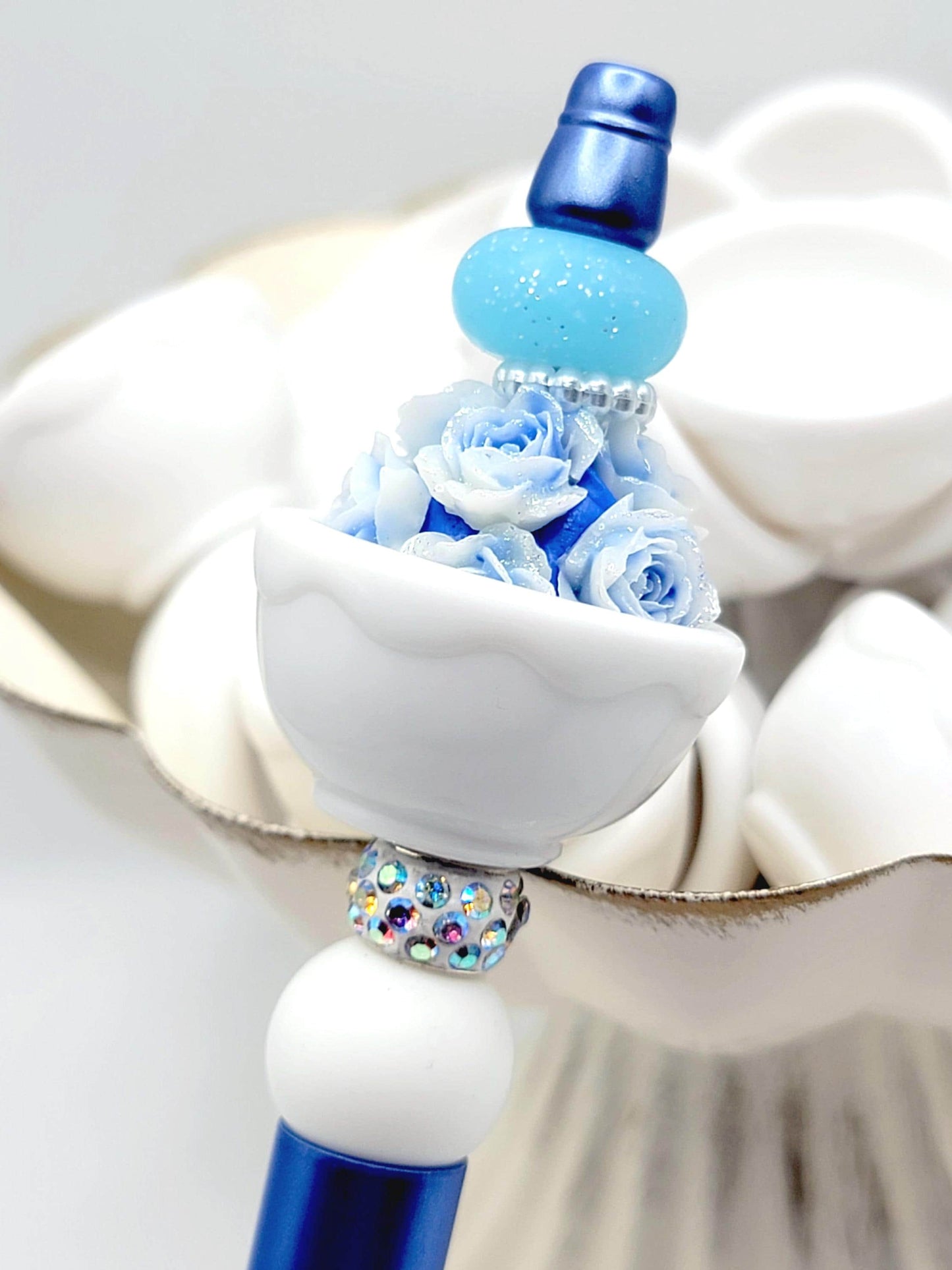 3D White Bowl Focal Bead – Acrylic Plastic Flower Bowl (Set of 1 or 2)