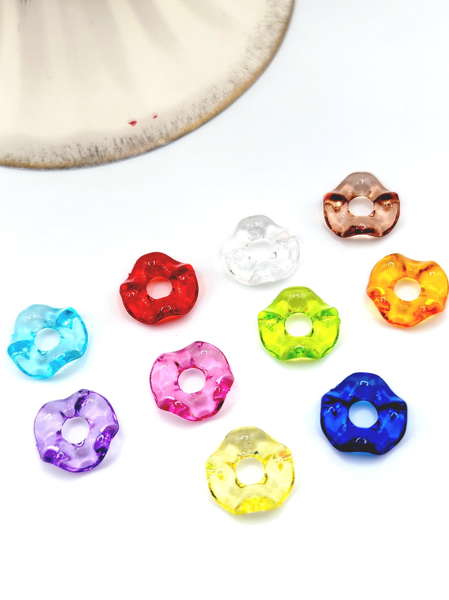 12mm Wavy Translucent Acrylic Spacer Beads (50-Pack) – Random Color Mix