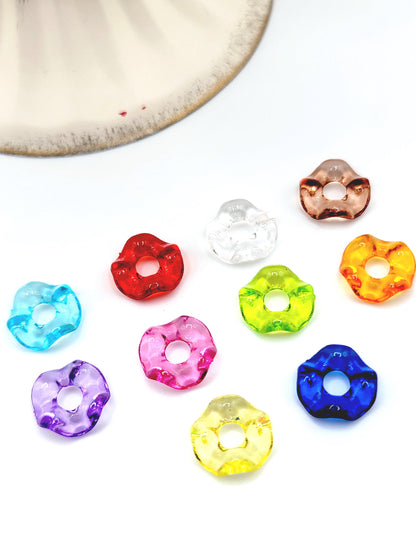 12mm Wavy Translucent Acrylic Spacer Beads (50-Pack) – Random Color Mix