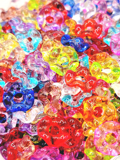 12mm Wavy Translucent Acrylic Spacer Beads (50-Pack) – Random Color Mix