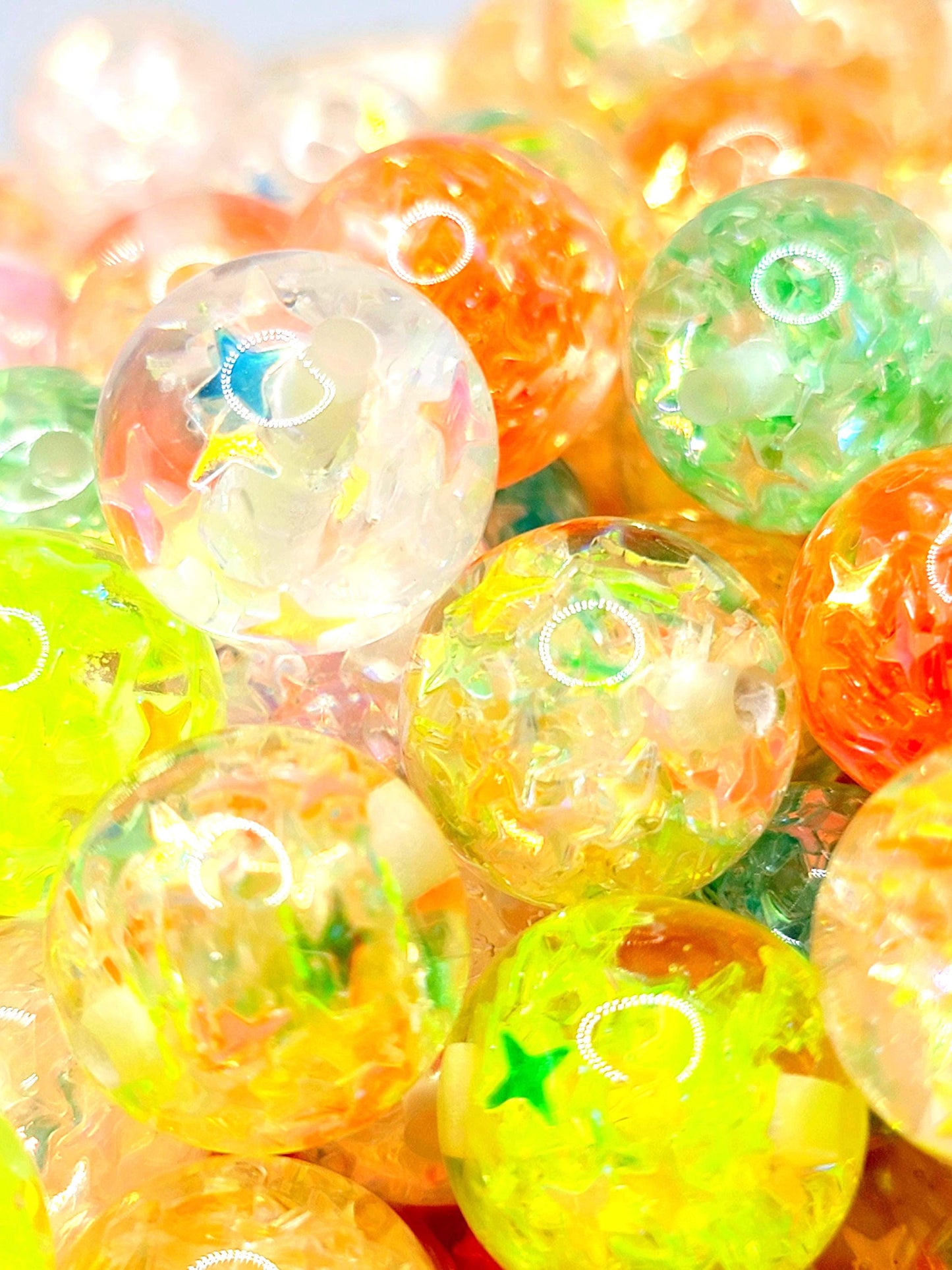 16mm Star Confetti Acrylic Beads (Set of 10) – Translucent Multi-Color