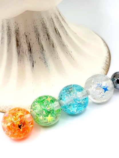 16mm Star Confetti Acrylic Beads (Set of 10) – Translucent Multi-Color