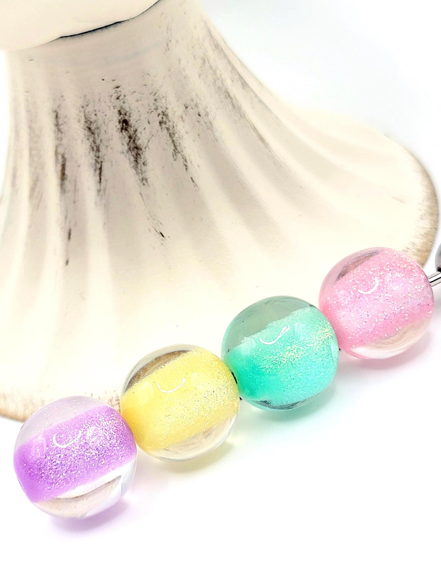 16mm Luminous Glitter Sugar Acrylic Beads (Set 0f 10) – Sparkle Translucent Mix