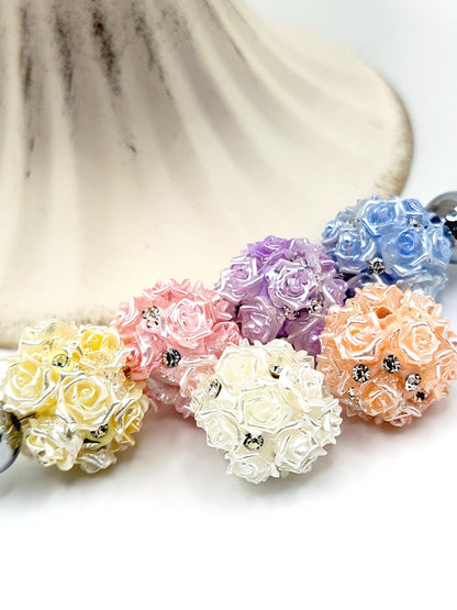 Mini Rose Flower Beads (Set of 5) – Fancy Pearl Finish Acrylic Beads