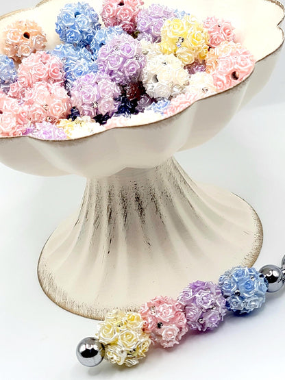 Mini Rose Flower Beads (Set of 5) – Fancy Pearl Finish Acrylic Beads