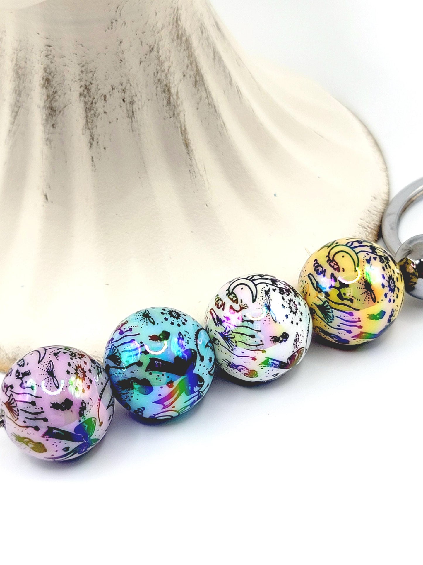 16mm Moon & Bow Star Confetti Acrylic Beads (Set of 10) – Iridescent Mix