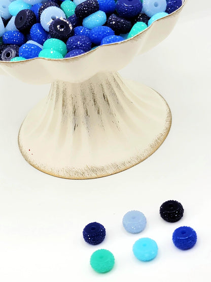 12mm Coastal Blues Acrylic Gasket Spacer Beads Mix – Pack of 20