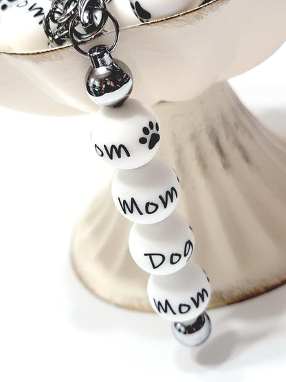 15mm Printed Dog Mom Paw Print Silicone Beads – Round Dog Lover Beads for Pens & Wristlets