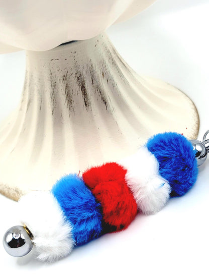 Patriotic Mix Faux Fur Beads – Fuzzy Red, White & Blue Spacer Beads for Pens, Keychains & DIY Crafts (Set of 10)