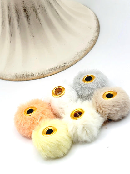 Neutral Mix Faux Fur Beads – Fuzzy Pom Pom Spacer Beads for Pens, Keychains & DIY Crafts (Set of 10)