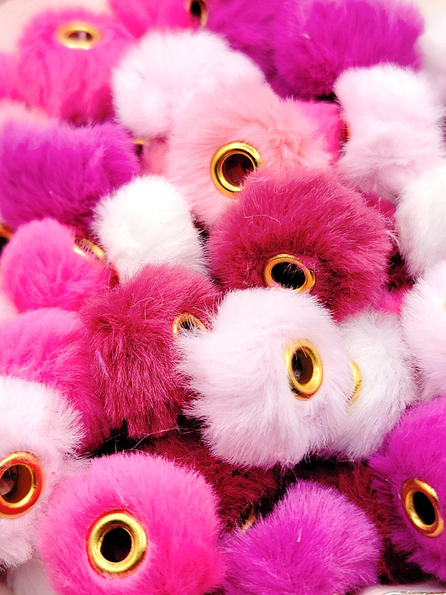 Valentine’s Mix Faux Fur Beads – Pink & White Fuzzy Spacer Beads for Pens & DIY Crafts (Set of 10)