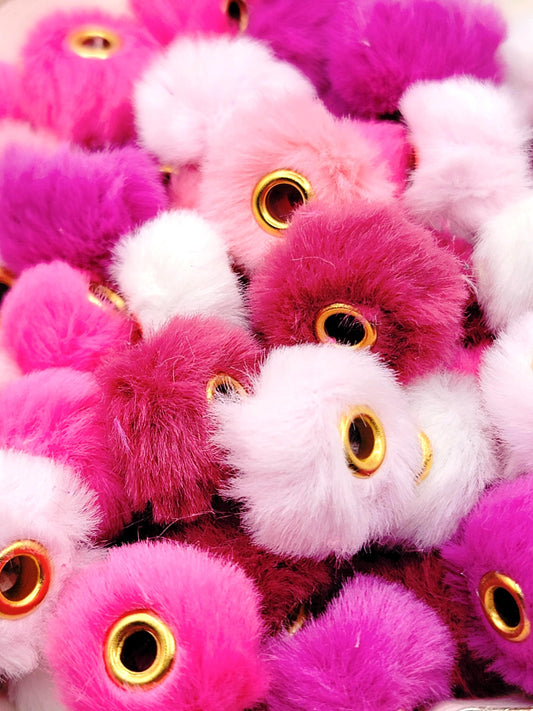 Valentine’s Mix Faux Fur Beads – Pink & White Fuzzy Spacer Beads for Pens & DIY Crafts (Set of 10)