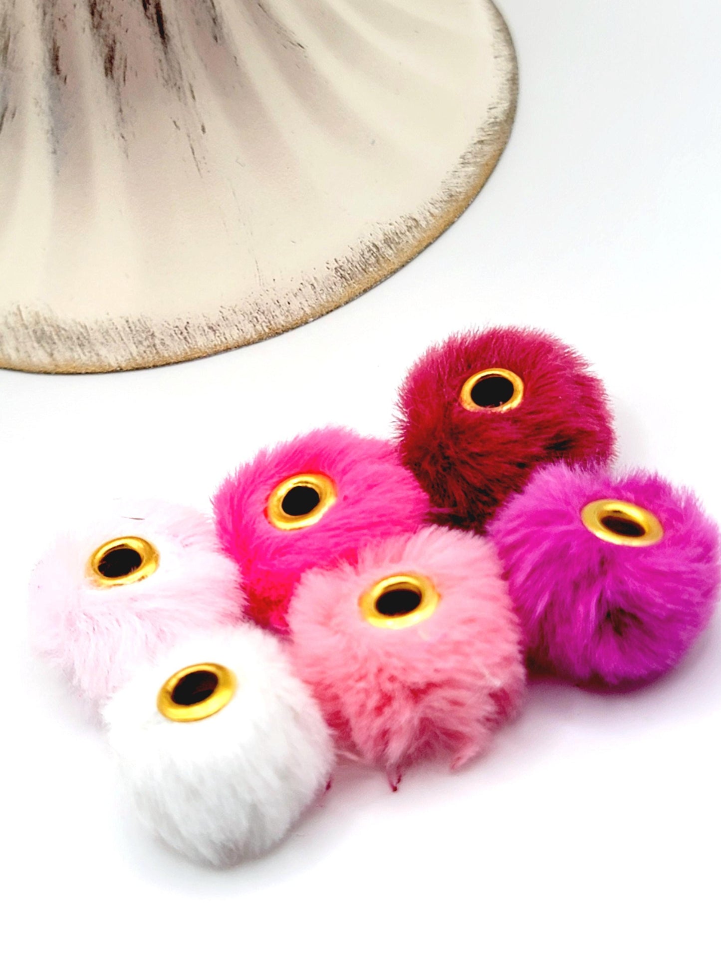 Valentine’s Mix Faux Fur Beads – Pink & White Fuzzy Spacer Beads for Pens & DIY Crafts (Set of 10)