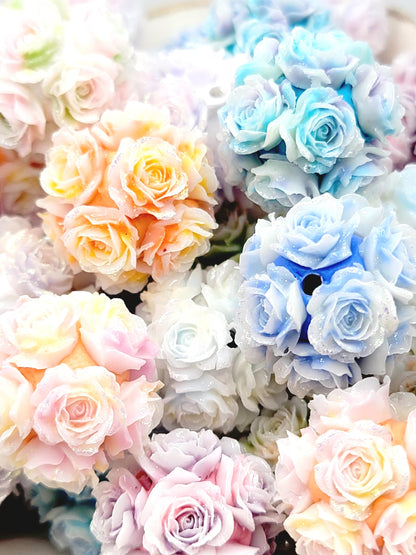 Rose Flower Beads (Set of 2 or 5) – Fancy Sparkle & Luminous Large Acrylic Beads