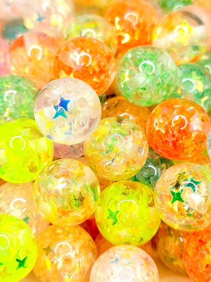 16mm Star Confetti Acrylic Beads (Set of 10) – Translucent Multi-Color