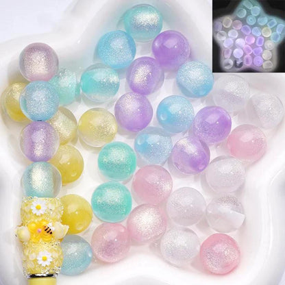 16mm Luminous Glitter Sugar Acrylic Beads (Set 0f 10) – Sparkle Translucent Mix