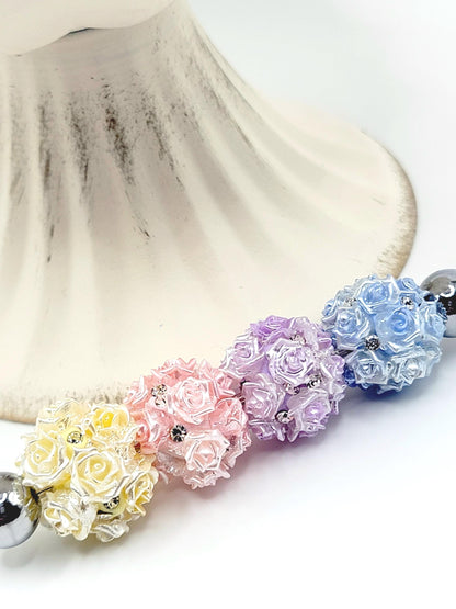 Mini Rose Flower Beads (Set of 5) – Fancy Pearl Finish Acrylic Beads