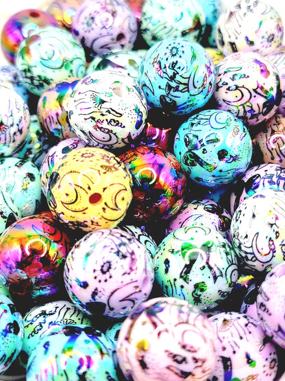 16mm Moon & Bow Star Confetti Acrylic Beads (Set of 10) – Iridescent Mix