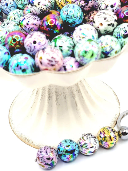 16mm Moon & Bow Star Confetti Acrylic Beads (Set of 10) – Iridescent Mix