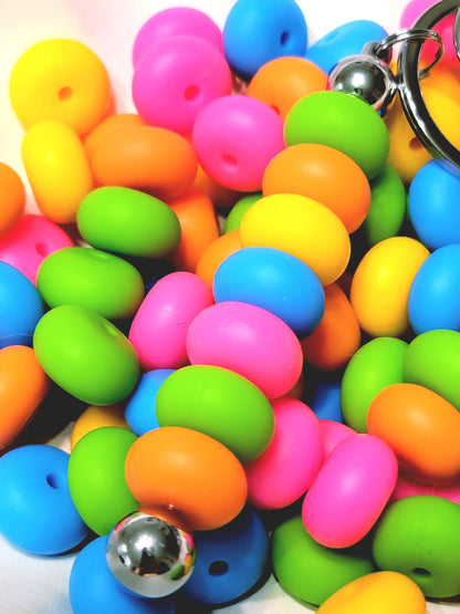 Neon Mix Abacus Silicone Beads Matte – 14mm (Set of 10)