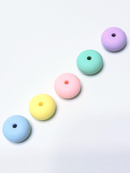 Pastel Mix Abacus Silicone Beads Matte – 14mm (Set of 10)