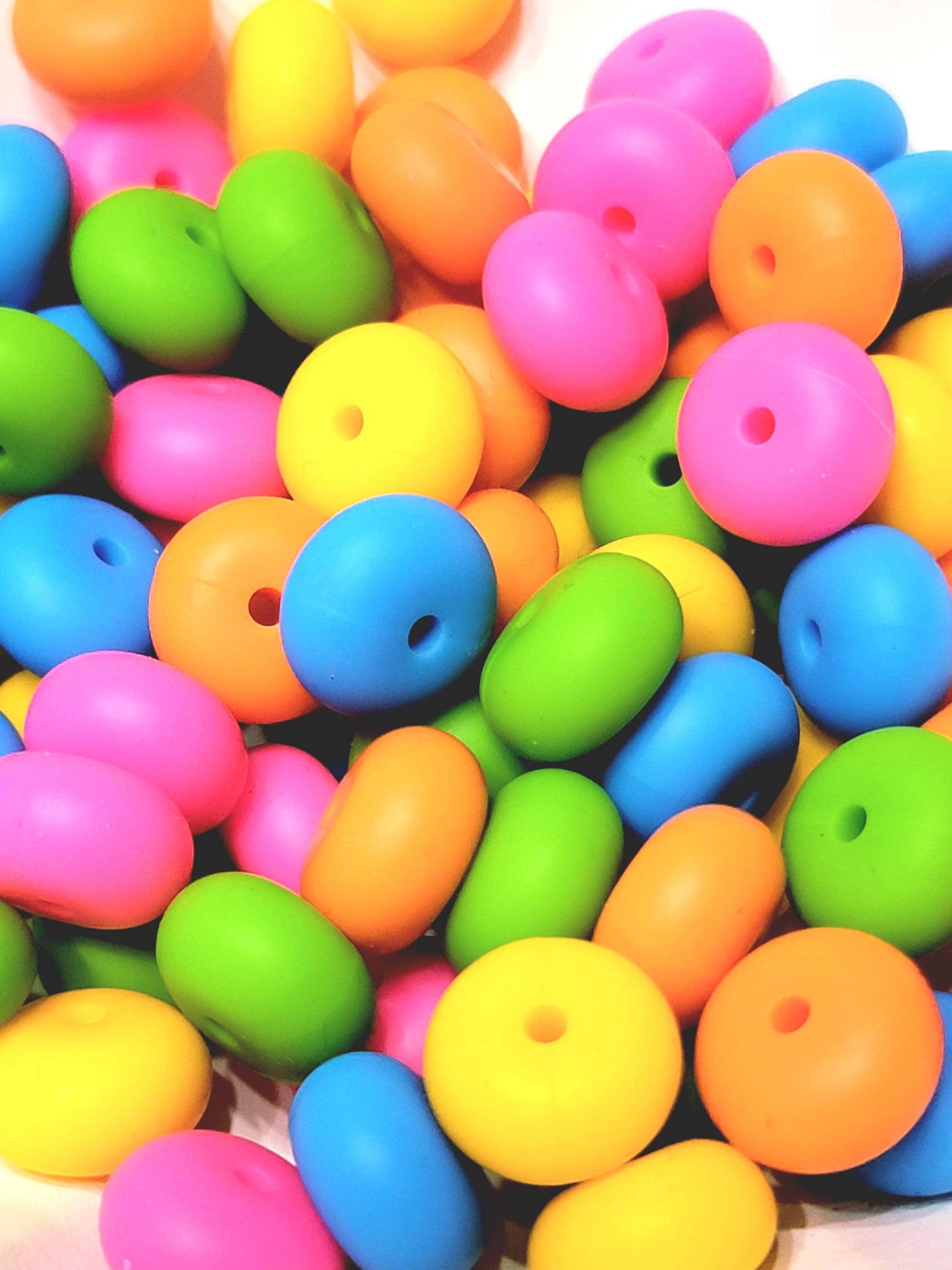 Neon Mix Abacus Silicone Beads Matte – 14mm (Set of 10)