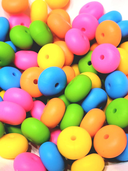 Neon Mix Abacus Silicone Beads Matte – 14mm (Set of 10)