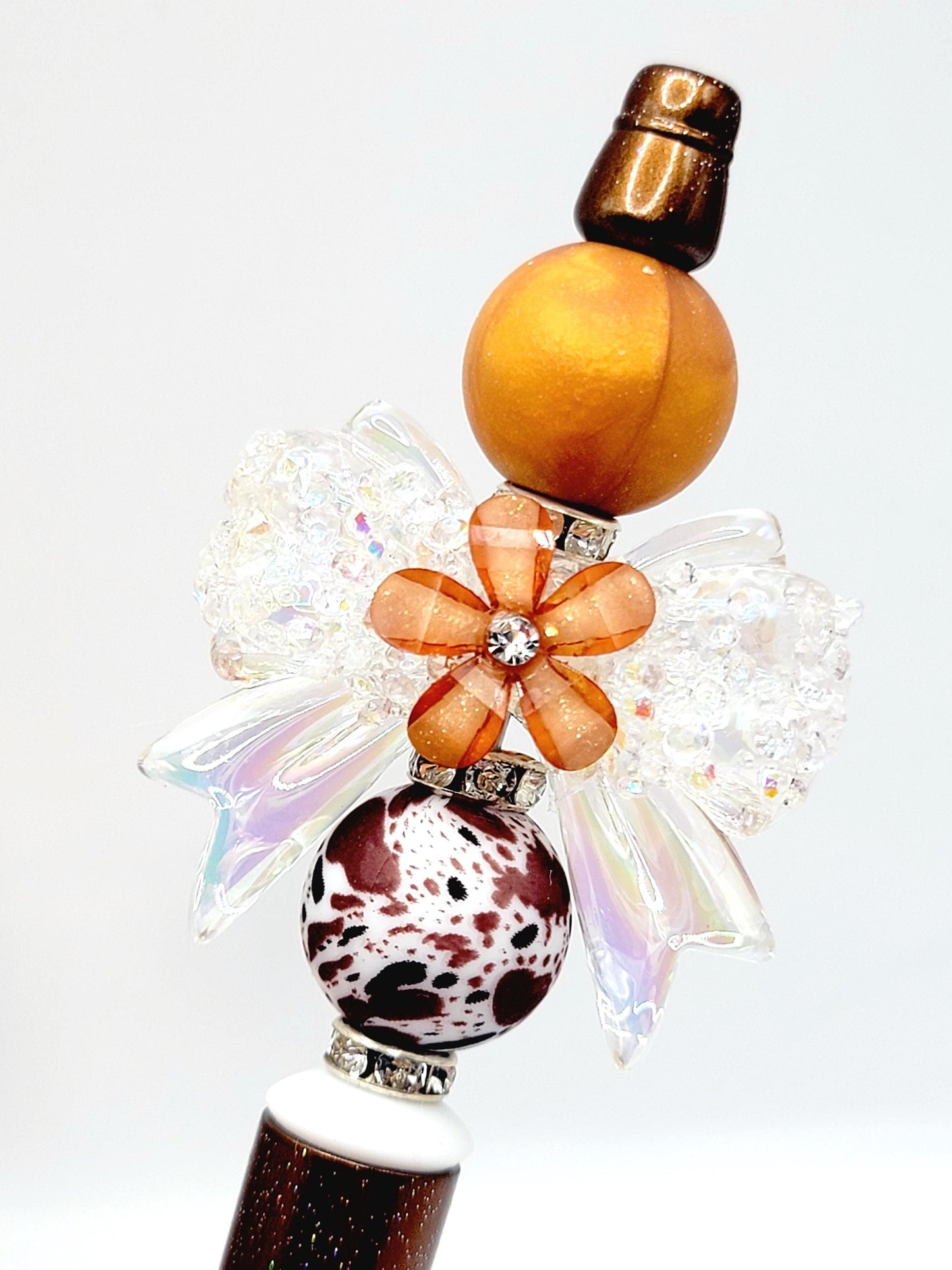 Crystal Bow Focal Beads (Set of 2) – Acrylic Bow Glitter Rhinestone Accents