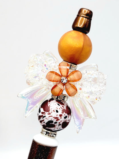 Crystal Bow Focal Beads (Set of 2) – Acrylic Bow Glitter Rhinestone Accents
