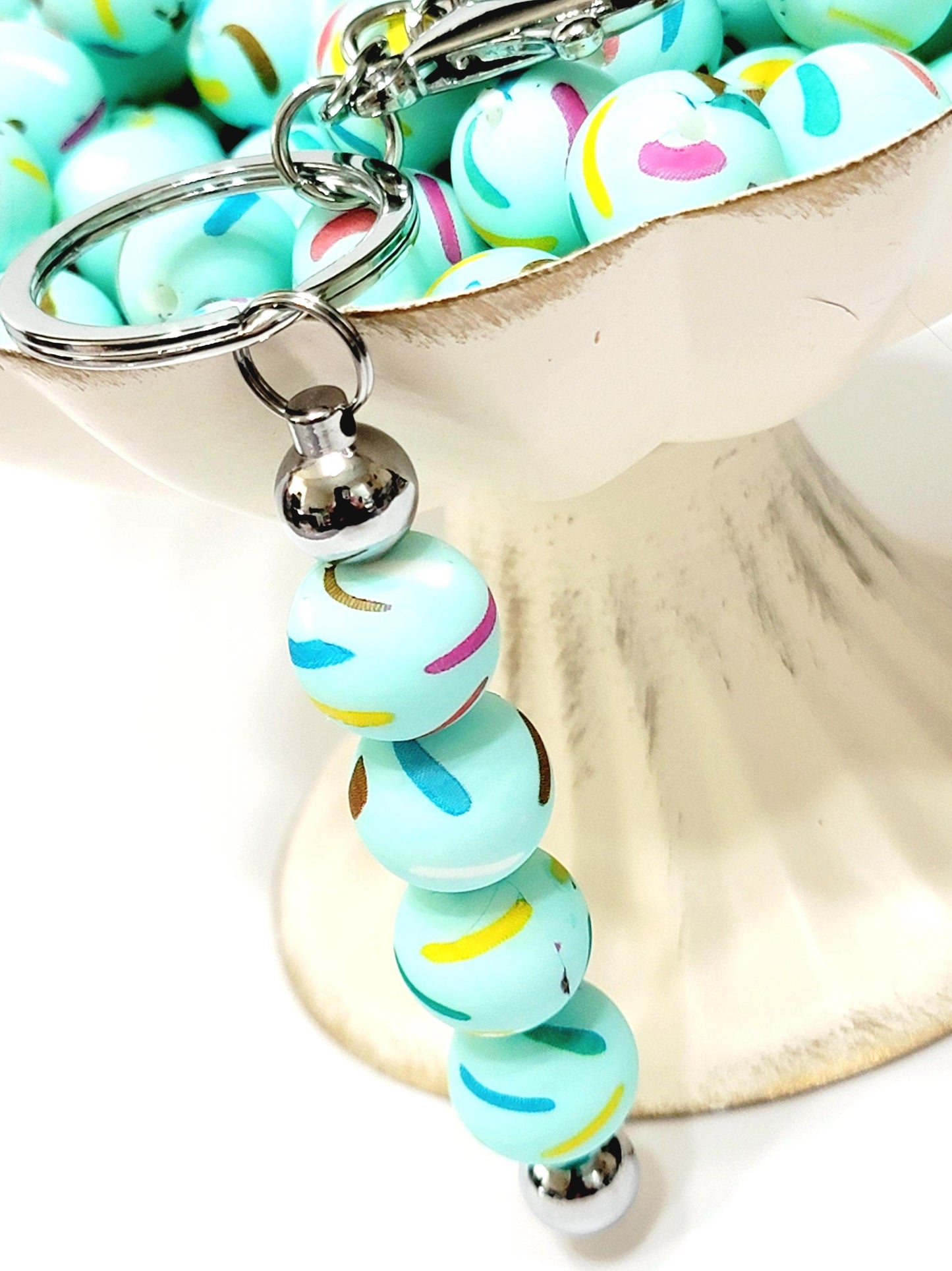 15mm Printed Mint Sprinkle Silicone Beads – Round Print Beads for Pens & Wristlets